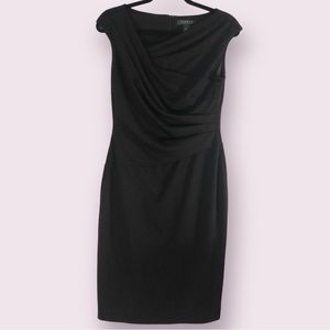 Ralph Lauren side ruched knit stretch black size 6 evening black tie cocktail